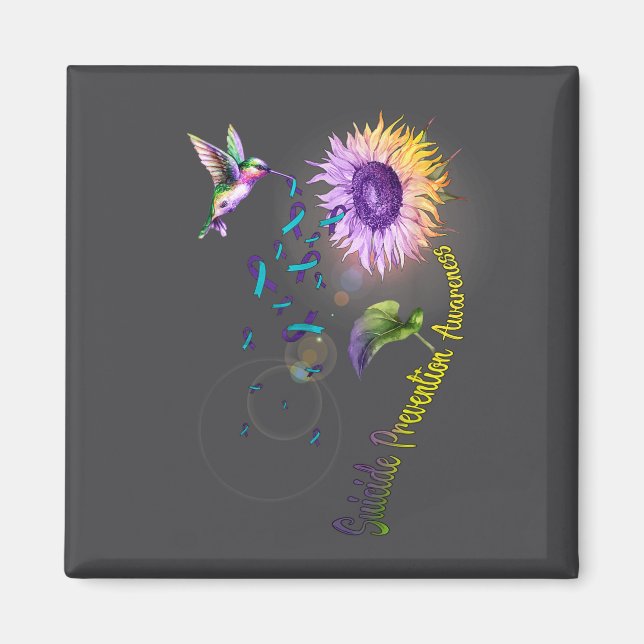 Suicide Prevention Sunflower Hummingbird  Magnet (Front)