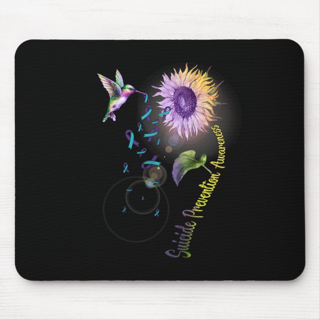 Suicide Prevention Sunflower Hummingbird  Mouse Mat (Front)