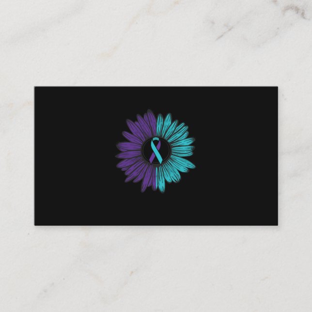Suicide Prevention Sunflower Teal Purple Business Card (Front)