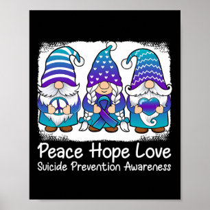 Suicide Prevention Support gnomes with ribbon Teal Poster