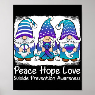 Suicide Prevention Support gnomes with ribbon Teal Poster