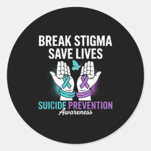 Suicide Prevention Suprt Break Stigma Suicide Awar Classic Round Sticker