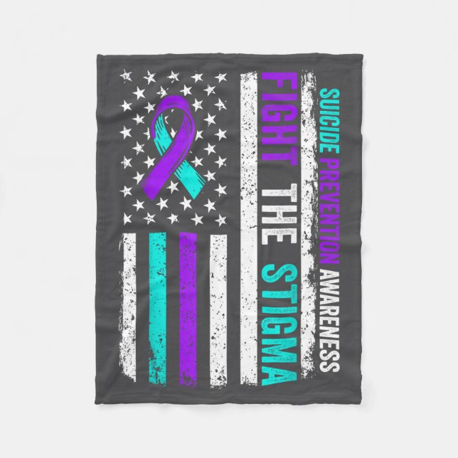 Suicide Prevention Suprt Fight Stigma Suicide Awar Fleece Blanket (Front)