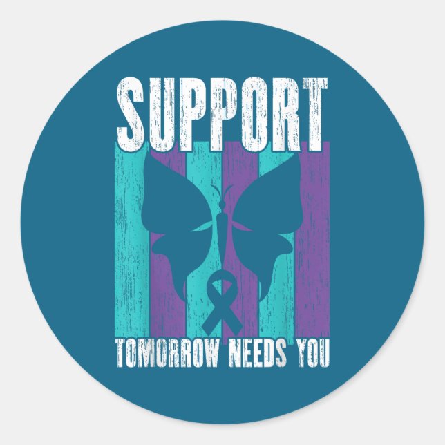 Suicide Prevention Suprt Tomorrow _ I For Suprters Classic Round Sticker (Front)