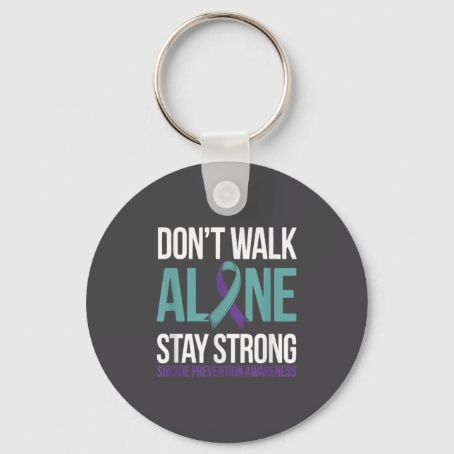 Suicide Prevention Teal Purple Ribbon Suprt  Key Ring (Front)