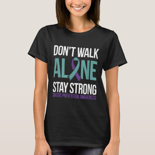 Suicide Prevention Teal Purple Ribbon Suprt  T-Shirt (Front)