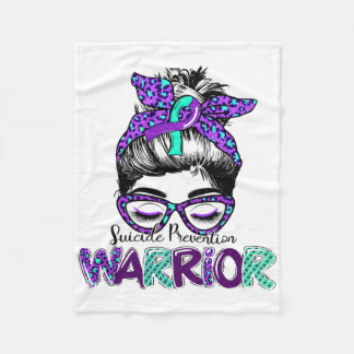Suicide Prevention Warrior Messy Bun Suicide Aware Fleece Blanket