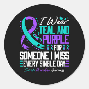 Suicide Prevention Wear Teal And Purple Mental Classic Round Sticker