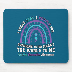 Suicide Prevention Wear Teal Purple Mental Health  Mouse Mat