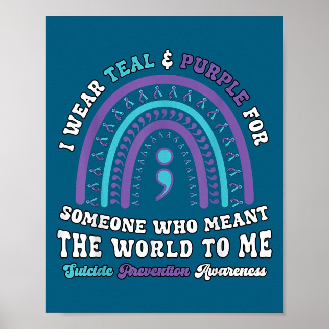 Suicide Prevention Wear Teal Purple Mental Health  Poster (Front)