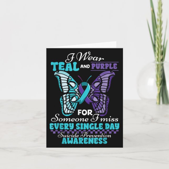 Suicide Prevention Wear Teal Purple Someone I Miss Card (Front)