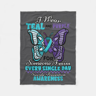 Suicide Prevention Wear Teal Purple Someone I Miss Fleece Blanket