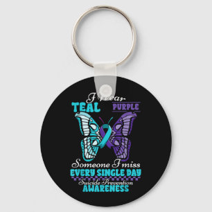 Suicide Prevention Wear Teal Purple Someone Miss Key Ring