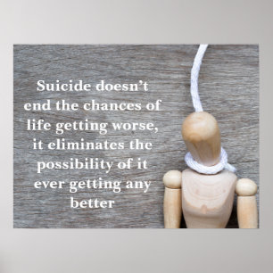 Suicide Prevention White and Brown Wood Textured Poster