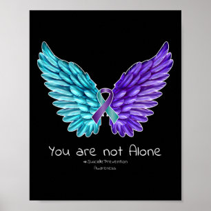 Suicide Prevention Wings And Ribbon Suicide Awaren Poster