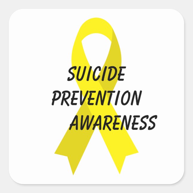 Suicide Prevention Yellow Awareness Ribbon by Janz Square Sticker (Front)