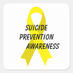 Suicide Prevention Yellow Awareness Ribbon by Janz Square Sticker