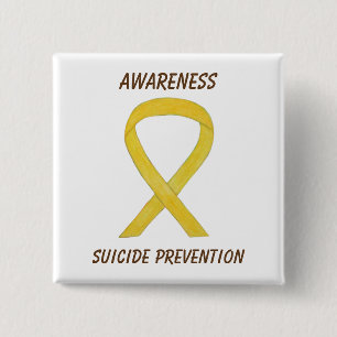 Suicide Prevention Yellow Awareness Ribbon Pins
