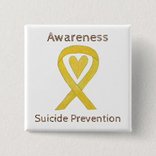 Suicide Prevention Yellow Awareness Ribbon Pins