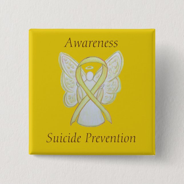 Suicide Prevention Yellow Awareness Ribbon Pins (Front)