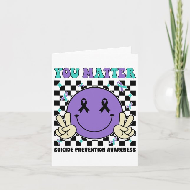 Suicide Prevention You Problem Teal Purple Suicide Card (Front)