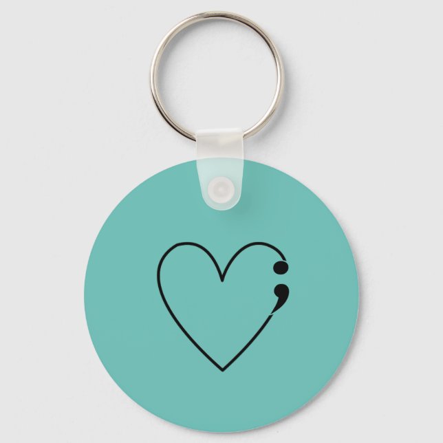 Suicide Semicolon Heart Keychain (Front)