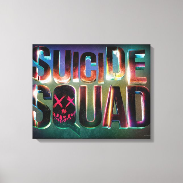 Suicide Squad | Colorful Glow Logo Canvas Print (Front)