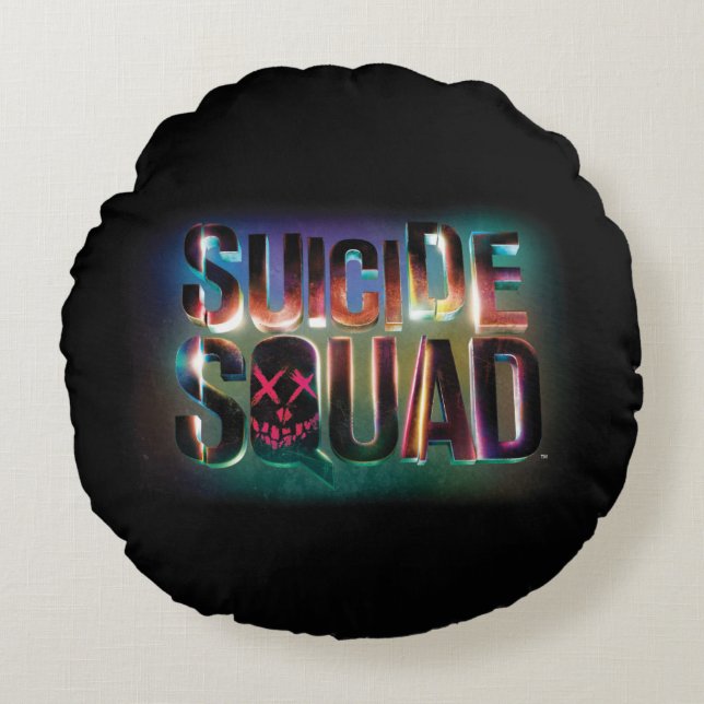 Suicide Squad | Colourful Glow Logo Round Cushion (Front)