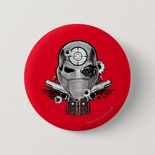 Suicide Squad | Deadshot Mask & Guns Tattoo Art 6 Cm Round Badge (Front)