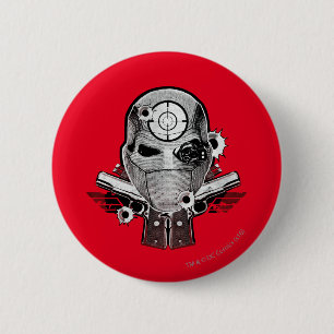 Suicide Squad   Deadshot Mask & Guns Tattoo Art 6 Cm Round Badge