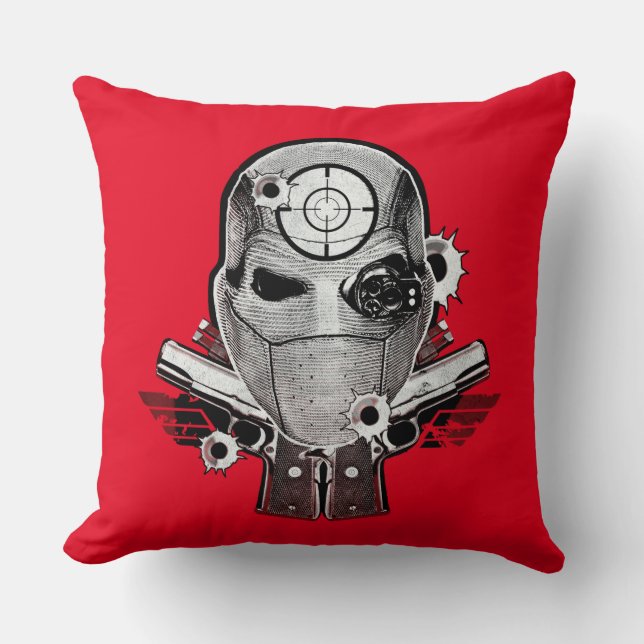 Suicide Squad | Deadshot Mask & Guns Tattoo Art Cushion (Front)