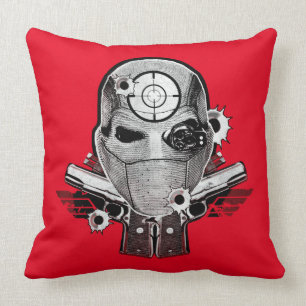 Suicide Squad Deadshot Mask & Guns Tattoo Art Cushion