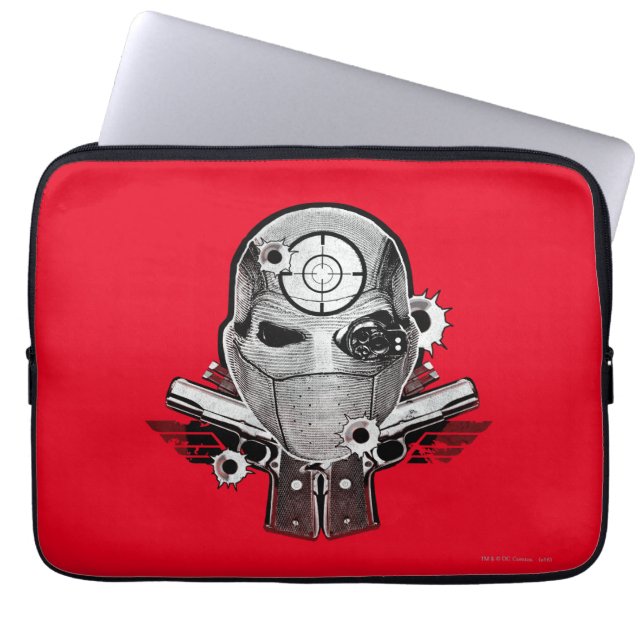 Suicide Squad | Deadshot Mask & Guns Tattoo Art Laptop Sleeve (Front)
