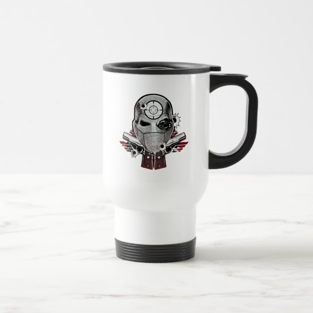 Suicide Squad | Deadshot Mask & Guns Tattoo Art Travel Mug (Right)
