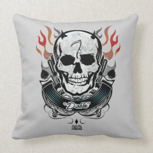 Suicide Squad   Diablo Skull & Flames Tattoo Art Cushion