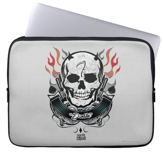 Suicide Squad | Diablo Skull & Flames Tattoo Art Laptop Sleeve (Front)