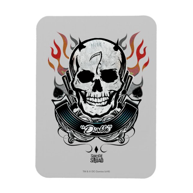 Suicide Squad | Diablo Skull & Flames Tattoo Art Magnet (Vertical)