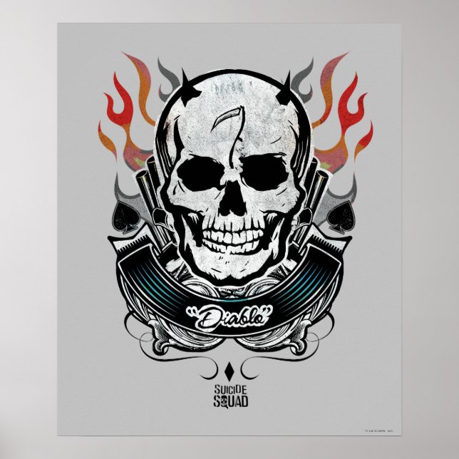 Suicide Squad | Diablo Skull & Flames Tattoo Art Poster (Front)