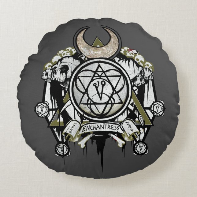 Suicide Squad | Enchantress Symbols Tattoo Art Round Cushion (Front)
