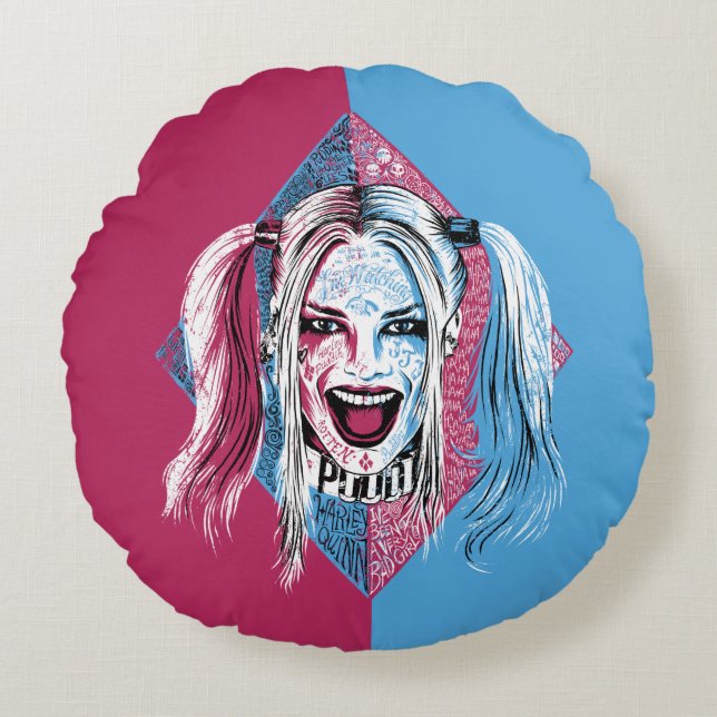 Suicide Squad | Harley Laugh Round Cushion (Front)