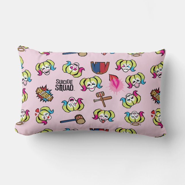 Suicide Squad | Harley Quinn Emoji Pattern Lumbar Cushion (Front)