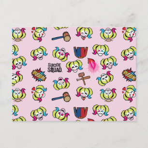 Suicide Squad Harley Quinn Emoji Pattern Postcard