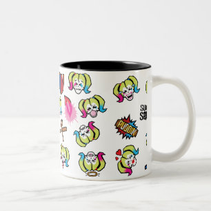 Suicide Squad   Harley Quinn Emoji Pattern Two-Tone Coffee Mug