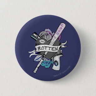 Suicide Squad Harley Quinn "Rotten" Tattoo Art 6 Cm Round Badge