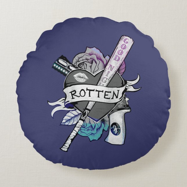 Suicide Squad | Harley Quinn "Rotten" Tattoo Art Round Cushion (Front)