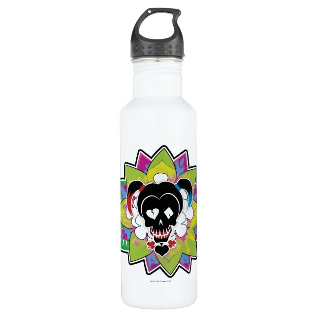 Suicide Squad | Harley Quinn Skull Tattoo Art 710 Ml Water Bottle (Front)