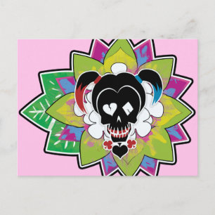 Suicide Squad   Harley Quinn Skull Tattoo Art Postcard