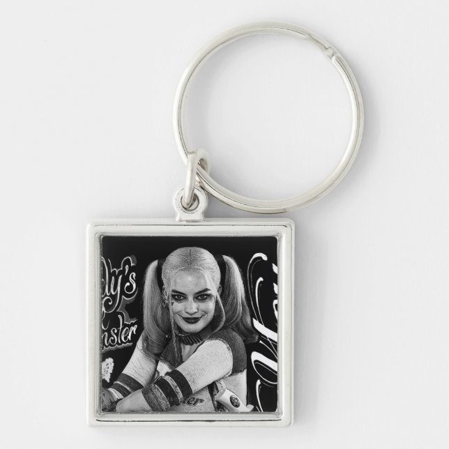 Suicide Squad | Harley Quinn Typography Photo Key Ring (Front)