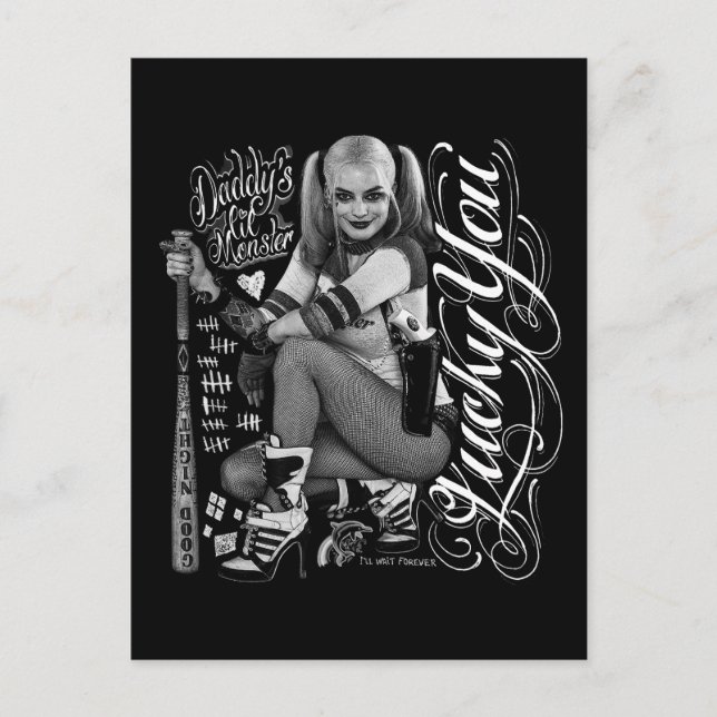 Suicide Squad | Harley Quinn Typography Photo Postcard (Front)