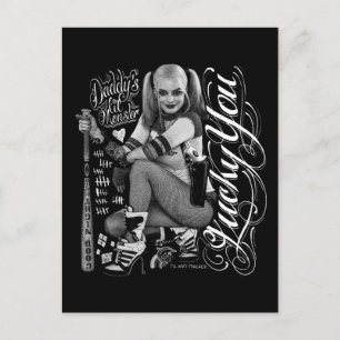 Suicide Squad   Harley Quinn Typography Photo Postcard